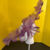 Aubergine Plum Ruffle Headband, Sculptural Organza Fascinator, Wedding Headpiece, Feather Diamante Accent