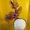 Aubergine Plum Ruffle Headband, Sculptural Organza Fascinator, Wedding Headpiece, Feather Diamante Accent