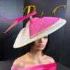 Rosé Royale. Pink and Ivory Hatinator, Kentucky Derby Hat, Elegant Church Hat, Wedding Guest Fascinator, Statement Occasion Headpiece