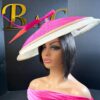 Rosé Royale. Pink and Ivory Hatinator, Kentucky Derby Hat, Elegant Church Hat, Wedding Guest Fascinator, Statement Occasion Headpiece