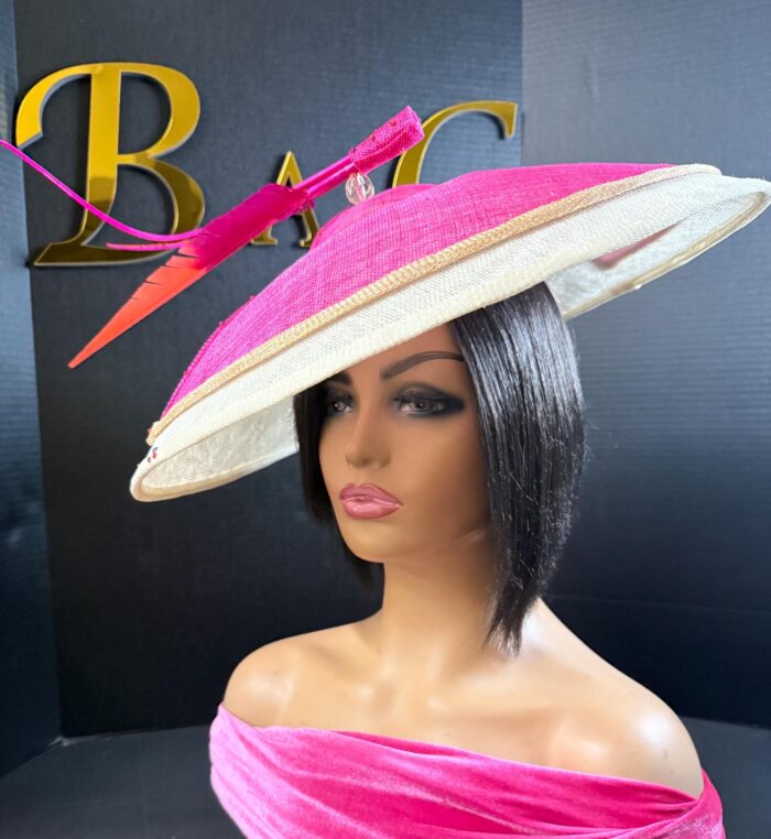 Rosé Royale. Pink and Ivory Hatinator, Kentucky Derby Hat, Elegant Church Hat, Wedding Guest Fascinator, Statement Occasion Headpiece