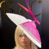 Rosé Royale. Pink and Ivory Hatinator, Kentucky Derby Hat, Elegant Church Hat, Wedding Guest Fascinator, Statement Occasion Headpiece