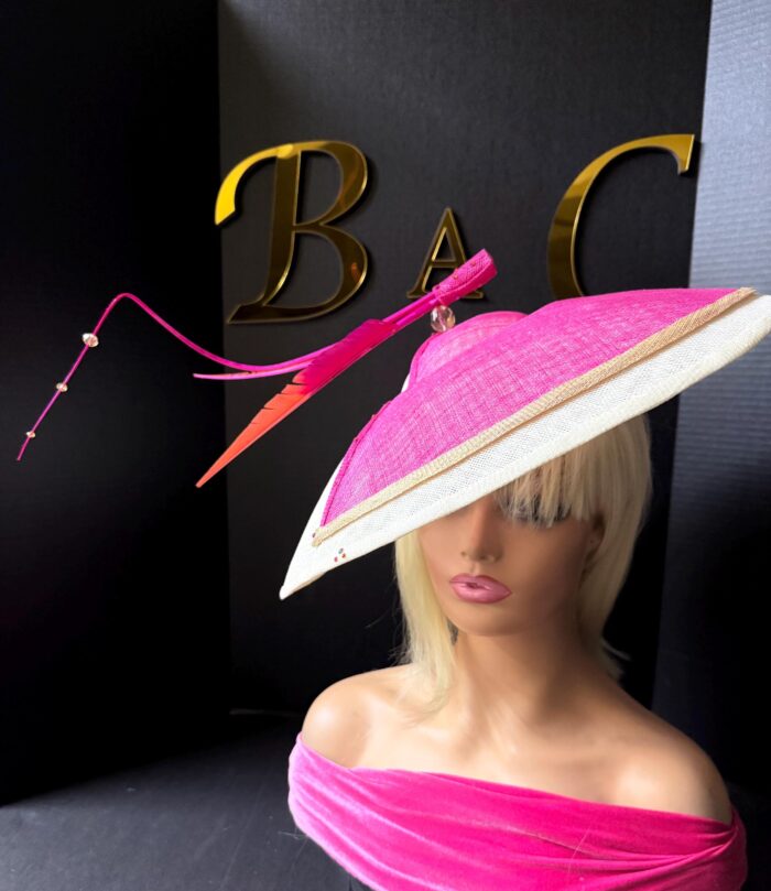 Rosé Royale. Pink and Ivory Hatinator, Kentucky Derby Hat, Elegant Church Hat, Wedding Guest Fascinator, Statement Occasion Headpiece