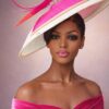 Rosé Royale. Pink and Ivory Hatinator, Kentucky Derby Hat, Elegant Church Hat, Wedding Guest Fascinator, Statement Occasion Headpiece