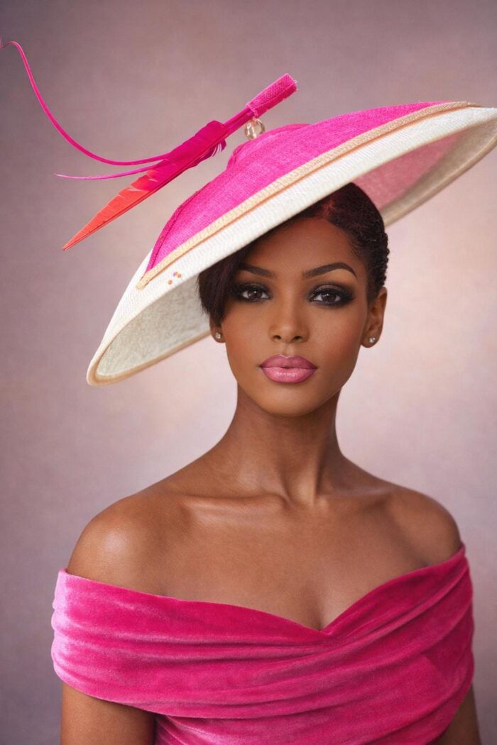 Rosé Royale. Pink and Ivory Hatinator, Kentucky Derby Hat, Elegant Church Hat, Wedding Guest Fascinator, Statement Occasion Headpiece
