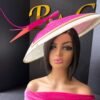 Rosé Royale. Pink and Ivory Hatinator, Kentucky Derby Hat, Elegant Church Hat, Wedding Guest Fascinator, Statement Occasion Headpiece