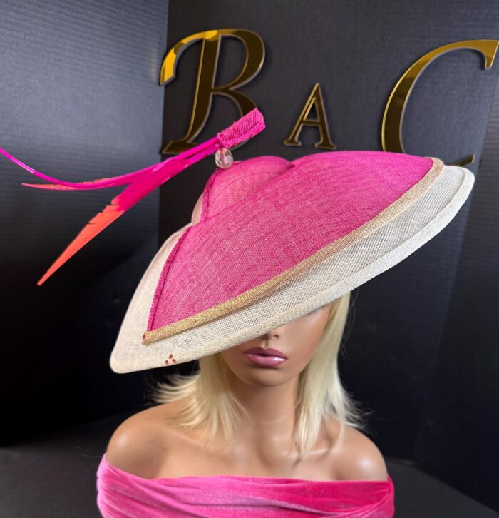 Rosé Royale. Pink and Ivory Hatinator, Kentucky Derby Hat, Elegant Church Hat, Wedding Guest Fascinator, Statement Occasion Headpiece