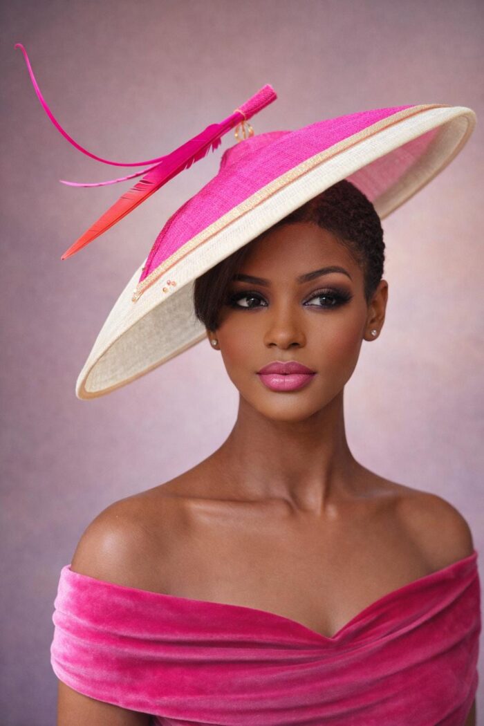 Rosé Royale. Pink and Ivory Hatinator, Kentucky Derby Hat, Elegant Church Hat, Wedding Guest Fascinator, Statement Occasion Headpiece