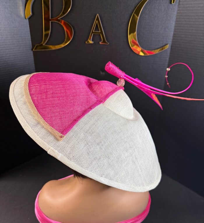 Rosé Royale. Pink and Ivory Hatinator, Kentucky Derby Hat, Elegant Church Hat, Wedding Guest Fascinator, Statement Occasion Headpiece