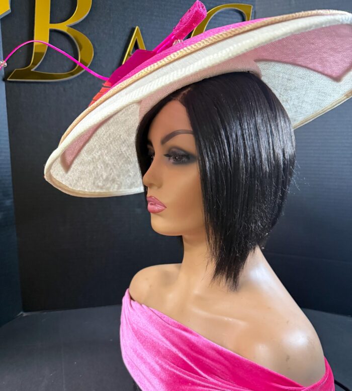 Rosé Royale. Pink and Ivory Hatinator, Kentucky Derby Hat, Elegant Church Hat, Wedding Guest Fascinator, Statement Occasion Headpiece
