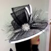 il_fullxfull.974184316_bgok Marielle - Black & White Kentucky Derby Hat: Royal Ascot Wedding Occasion
