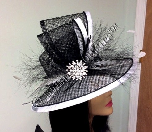 il_fullxfull.974184316_bgok Marielle - Black & White Kentucky Derby Hat: Royal Ascot Wedding Occasion
