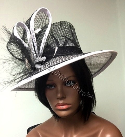 il_fullxfull.974184438_cq0e Marielle - Black & White Kentucky Derby Hat: Royal Ascot Wedding Occasion