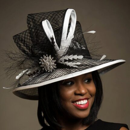 Marielle - Black & White Kentucky Derby Hat: Royal Ascot Wedding Occasion