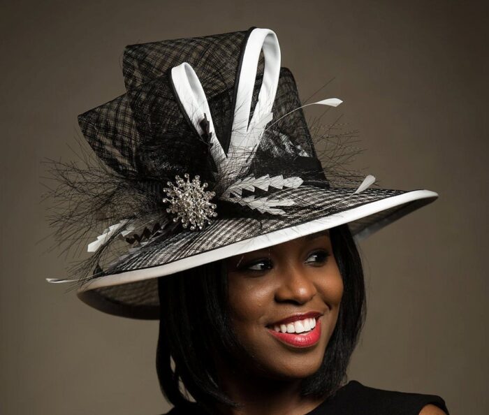 il_fullxfull.974185774_afhs Marielle - Black & White Kentucky Derby Hat: Royal Ascot Wedding Occasion