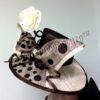 Handmade Cream & Brown Sinamay Occasion Hat, Polka Dot Bow