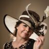 Handmade Cream & Brown Sinamay Occasion Hat, Polka Dot Bow